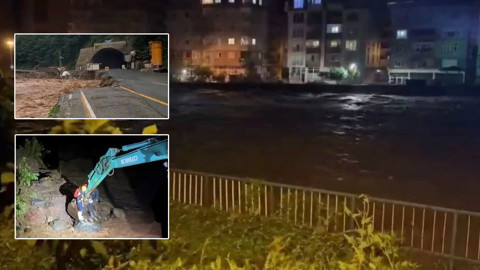 Rize’de şiddetli yağış hayatı felç etti: Yollar ulaşıma kapandı