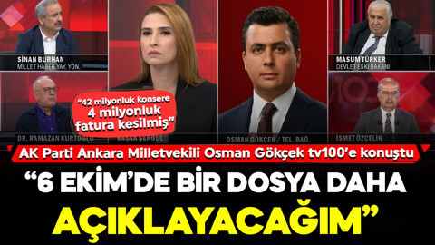 Ankara Büyükşehir’e konser soruşturması! AK Parti Ankara Milletvekili Osman Gökçek tv100’e konuştu: “6 Ekim’de bir dosya daha açıklayacağım”