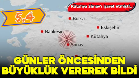Günler öncesinde Kütahya Simav'ı işaret etmişti! Depremi büyüklüğünü vererek tahmin etti