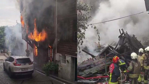 Beşiktaş'ta ahşap bina alevlere teslim oldu