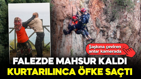 Antalya’da şaşkına çeviren anlar! Falezde mahsur kaldı, kurtarılınca öfke saçtı