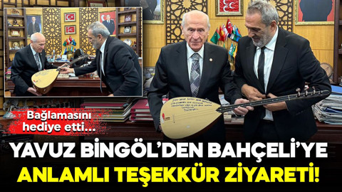 Yavuz Bingöl, MHP Lideri Bahçeli'ye bağlama hediye etti