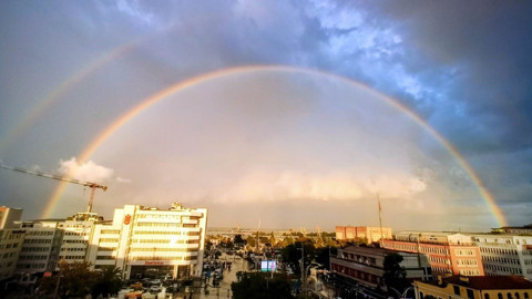Samsun’da sağanağın ardından ortaya çıkan gökkuşağı görsel şölen sundu