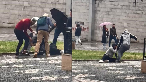 Gaziosmanpaşa'da dehşet! Yerde sürükleyip kaldırım taşıyla darbetti