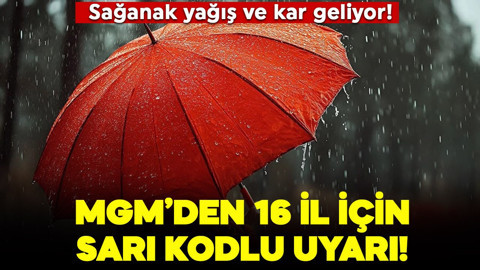 Meteoroloji’den 16 il için sarı kodlu alarm: Sağanak ve kar geliyor!