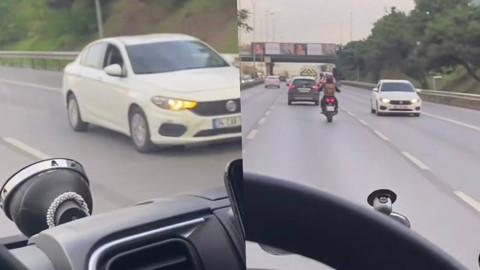 D-100 Karayolu'nda akıl almaz anlar! Hem trafiği hem de kendisini tehlikeye attı… O anlar kamerada