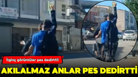 Motor üstünde akılalmaz anlar! İlginç görüntüler pes dedirtti