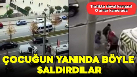 Trafikte 'sinyal' kavgası: Çocuğun yanında böyle saldırdılar!