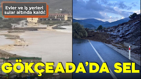 Gökçeada'da sel: Evler ve iş yerleri sular altında kaldı