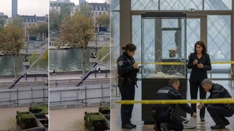 Louvre Müzesi'nde gerçekleştirilen soygunun görüntüleri ortaya çıktı! İşte 88 milyon euro değerindeki mücevherlerin çalınma anı