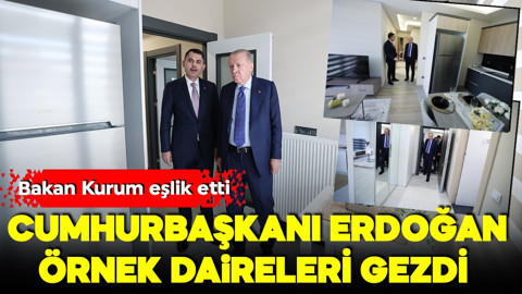 Yüzyılın Konut Projesi'ni tanıtan Cumhurbaşkanı Erdoğan örnek daireyi inceledi! Bakan Kurum eşlik etti