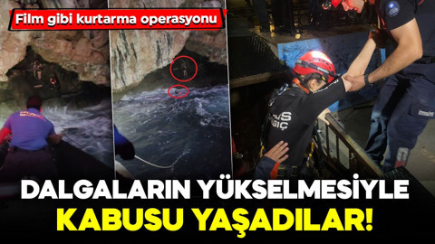 Dalgaların yükselmesiyle kabusu yaşadılar! Film gibi operasyonla kurtarıldılar