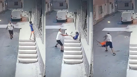 Adana'da kan donduran görüntüler! Çocuğu kovaladı, bileğinden tutup yere fırlattı!