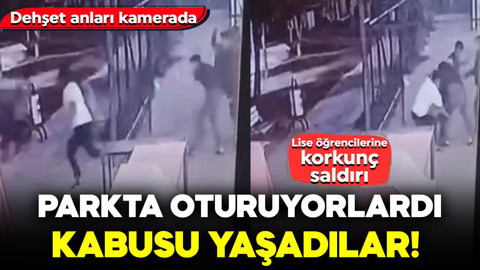 Parkta oturuyorlardı, kabusu yaşadılar! 3 lise öğrencisini dövüp, bıçakladılar: Dehşet anları kamerada