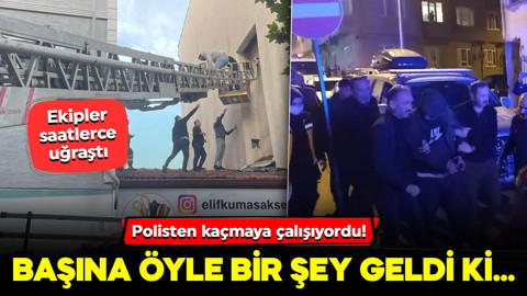 Polisten kaçmaya çalışıyordu! Başına öyle bir şey geldi ki... Ekipler saatlerce uğraştı