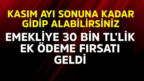 Emekliye 30.000 TL’lik ek ödeme fırsatı geldi! Kasım ayı sonuna kadar gidip alabilirsiniz