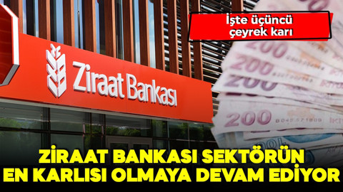 Ziraat Bankası sektörün en karlısı olmaya devam ediyor! Üçüncü çeyrekte 113,7 milyar TL net kar! 'Sürdürülebilir büyüme devam edecek'