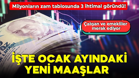 Çalışan ve emekliler merak ediyor! Milyonların zam tablosunda 3 ihtimal! İşte Ocak ayındaki yeni maaşlar