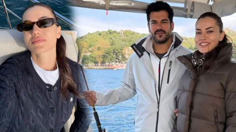 Fahriye Evcen ve Burak Özçivit'in Boğaz keyfi! Balık tuttukları anları paylaştı