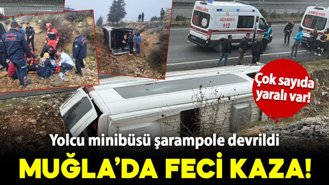 Muğla'da feci kaza! Yolcu midibüsü şarampole devrildi: 13 yaralı