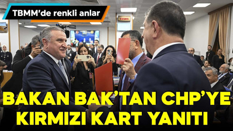 TBMM'de renkli anlar! Bakan Bak'tan CHP'ye kırmızı kart yanıtı