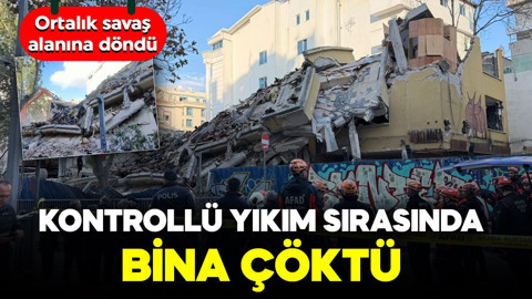 Ankara'da panik anları! Kontrollü yıkım sırasında bina çöktü: Ortalık savaş alanına döndü