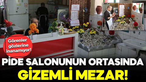 Görenler gözlerine inanamıyor! Pide salonunun ortasında gizemli mezar