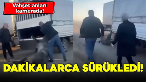 Vahşet anları kamerada! Dakikalarca sürükledi