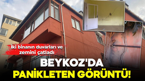 Beykoz'da panikleten görüntü! İki binanın duvarları ve zemini çatladı: Aileler tahliye edildi