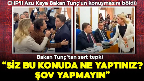 CHP'li Asu Kaya, Bakan Tunç'un konuşmasını böldü! Bakan Tunç'tan tepki: 'Siz kadına şiddetle ilgili ne yaptınız? Şov yapmayın'