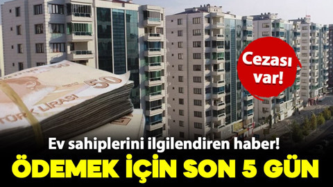 Ev sahiplerini ilgilendiren haber! Ödemek için son 5 gün: Cezası var