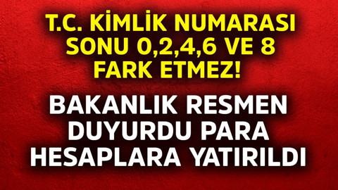 T.C. Kimlik Numarası sonu 0,2,4,6 ve 8 fark etmez! Bakanlık resmen duyurdu, para hesaplara yatırıldı