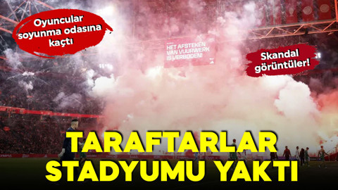 Dev maçta skandal! Stadyum alev aldı! Futbolcular soyunma odasına kaçtı, maç tatil edildi