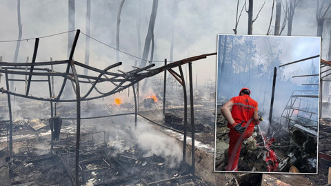 Fethiye'de kamp alanında yangın faciası! Onlarca karavan ve bungalov küle döndü