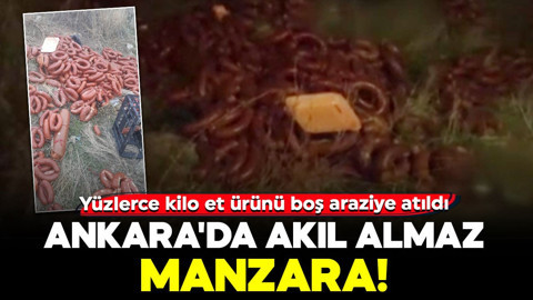 Ankara'da akıl almaz manzara! Yüzlerce kilo et ürünü boş araziye atıldı
