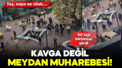 Kavga değil meydan muharebesi! Taş, sopa ve silah... 80 kişi birbirine girdi