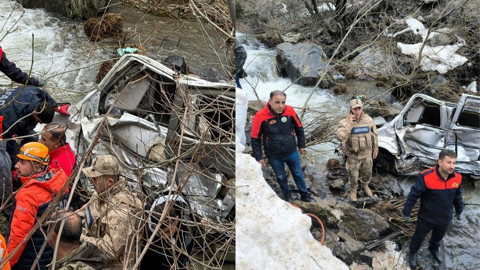 Bitlis'te feci kaza! Hafif ticari araç dereye uçtu: 3 ölü, 5 yaralı