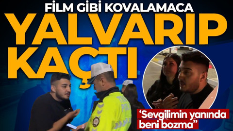 Trafik kontrolünde gergin anlar! Polise önce yalvardı, sonra küfredip kaçtı: Sevgilimin yanında beni bozma