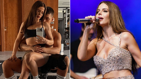 Simge Sağın spor salonunda aşka geldi! Sevgilisinin kucağına oturup poz verdi
