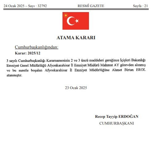 Atama kararları Resmi Gazete'de! Bir ilin emniyet müdürü değişti - Resim : 1