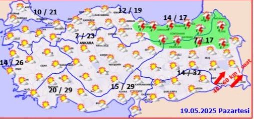 Erzincan, Gümüşhane, Bayburt, Trabzon, Giresun hariç pazartesi Türkiye böyle olacak. Çarşamba bunlar da kalmayacak - Resim : 1