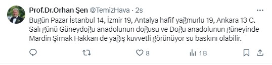 Doğu Anadolu ve Güneydoğu Anadolu dikkat... Şakası yok, bu kez fena gelecek. Özellikle Mardin, Şırnak ve Hakkari, dikkat. Herkes tedbirini alsın - Resim : 1