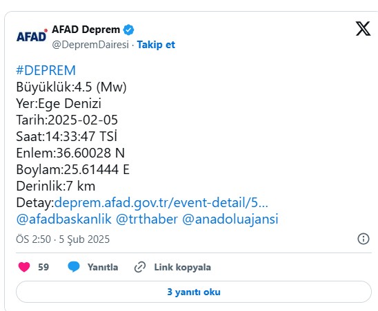 Ege Denizi'nde 4 üzeri iki deprem! - Resim : 1