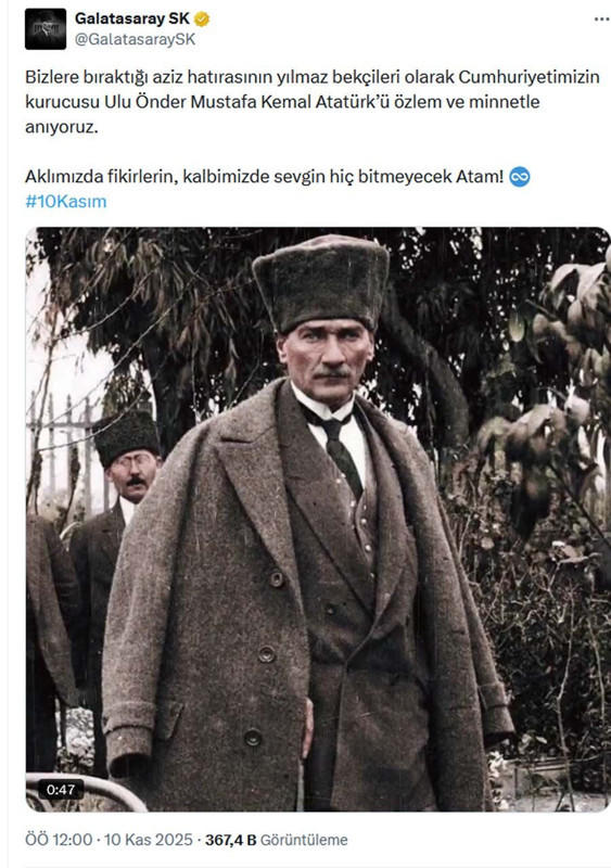 TFF ve 4 büyüklerden 10 Kasım Atatürk'ü Anma Günü mesajları - Resim: 4