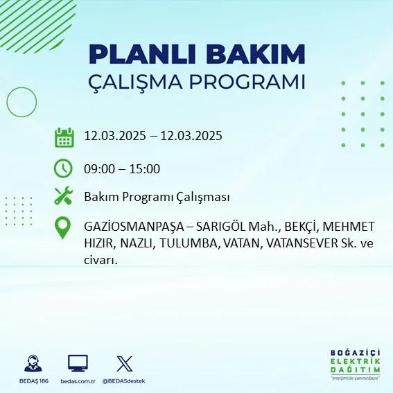 BEDAŞ açıkladı! İstanbul'da bugün elektrik kesintisi yaşanacak ilçeler! 12 Mart Çarşamba hangi mahalle ve sokaklar etkilenecek? - Resim: 50