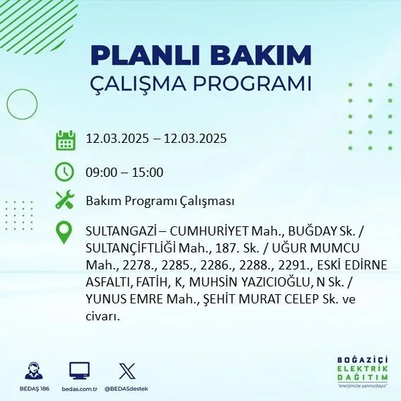 BEDAŞ açıkladı! İstanbul'da bugün elektrik kesintisi yaşanacak ilçeler! 12 Mart Çarşamba hangi mahalle ve sokaklar etkilenecek? - Resim: 27