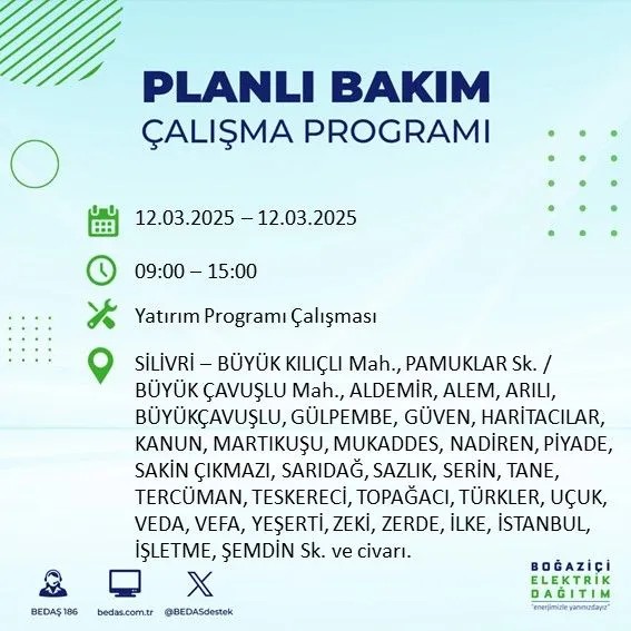 BEDAŞ açıkladı! İstanbul'da bugün elektrik kesintisi yaşanacak ilçeler! 12 Mart Çarşamba hangi mahalle ve sokaklar etkilenecek? - Resim: 46