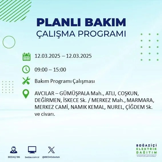 BEDAŞ açıkladı! İstanbul'da bugün elektrik kesintisi yaşanacak ilçeler! 12 Mart Çarşamba hangi mahalle ve sokaklar etkilenecek? - Resim: 2