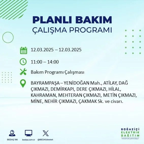 BEDAŞ açıkladı! İstanbul'da bugün elektrik kesintisi yaşanacak ilçeler! 12 Mart Çarşamba hangi mahalle ve sokaklar etkilenecek? - Resim: 6