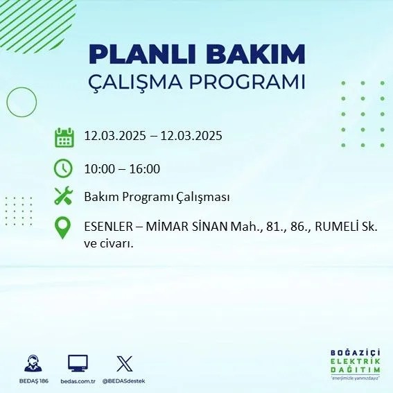 BEDAŞ açıkladı! İstanbul'da bugün elektrik kesintisi yaşanacak ilçeler! 12 Mart Çarşamba hangi mahalle ve sokaklar etkilenecek? - Resim: 20